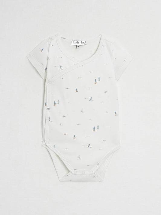 Double-breasted bodysuit with boat print